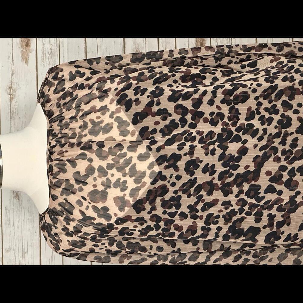 NYDJ sheer leopard -print split neck peasant blouse Size 2X - Picture 2 of 9